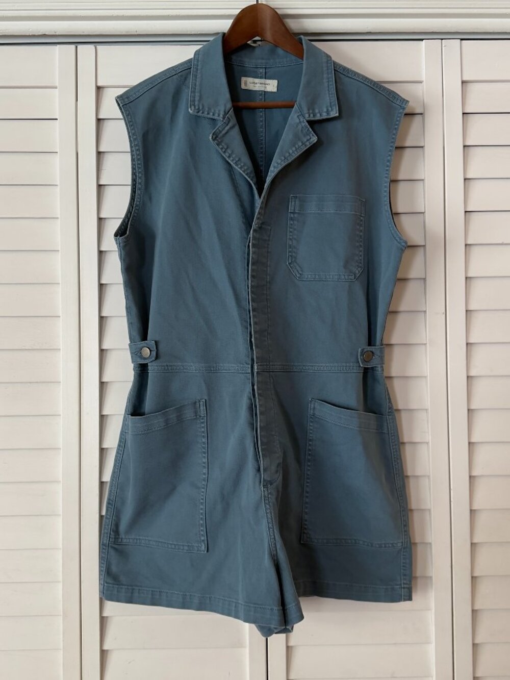 Lucky Brand Denim Romper Shorts Button Front - Size L